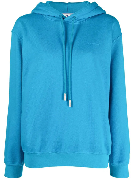  Off-white Diagonal-stripe Drawstring Hoodie - Blue 
