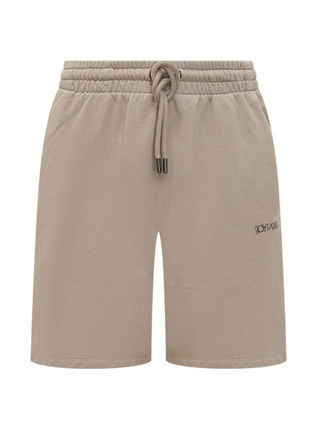  Off-white Drawstring Heraldic Print Shorts - Neutrals 