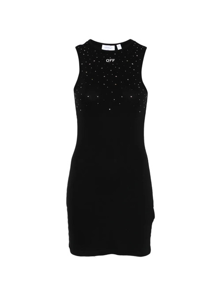  Off-white Embellished Fitted Mini Dress - Black 