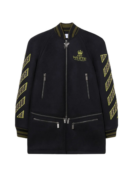  Off-white Embroidered Coat - Black 