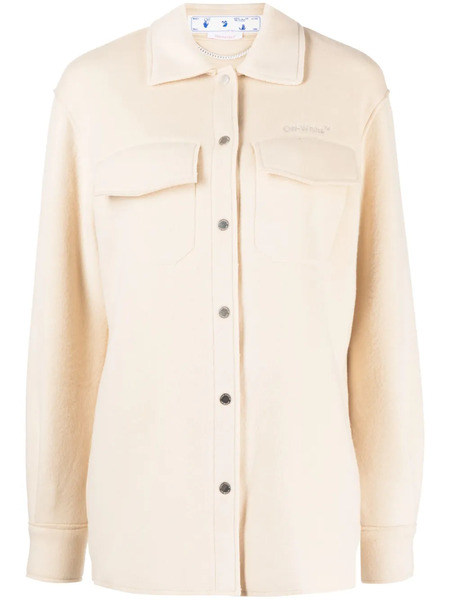  Off-white Embroidered-logo Shirt Jacket - Neutrals 