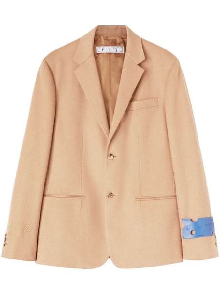  Off-white Embroidered-logo Single-breasted Blazer - Brown 