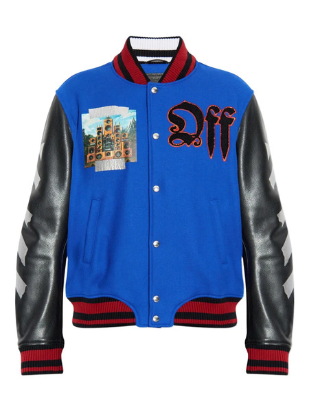  Off-white Embroidery-logo Bomber Jacket - Blue 