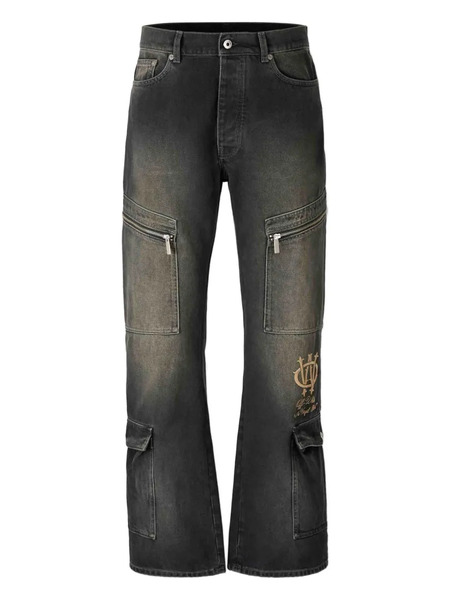  Off-white Flared Pocket Jeans - Grey 