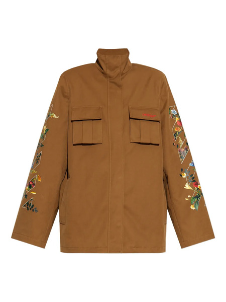  Off-white Floral-arrow Print Utility Jacket - Brown 