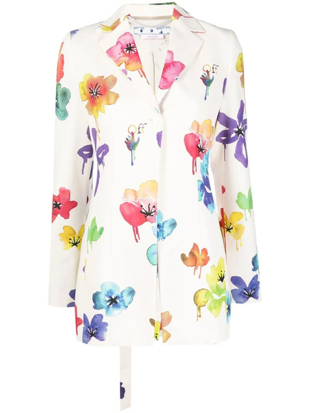  Off-white Floral-print Single-breasted Blazer - Neutrals 