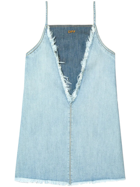  Off-white Frayed Denim Mini Dress - Blue 