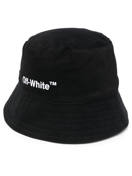 Off-white Helvetica Logo-print Bucket Hat - Black 