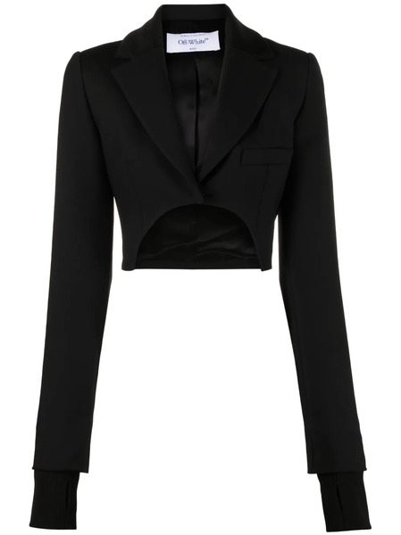  Off-white High-low Cropped Blazer - Black 
