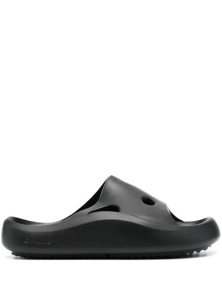  Off-white Hole-effect Rubber Slides - Black 