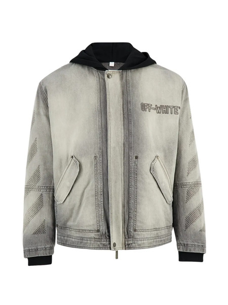 Off-white Hooded Denim Jacket - Grey 