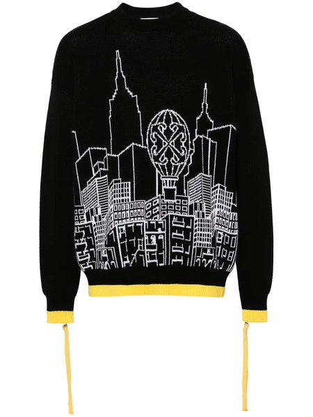  Off-white Intarsia-knit Jumper - Black 