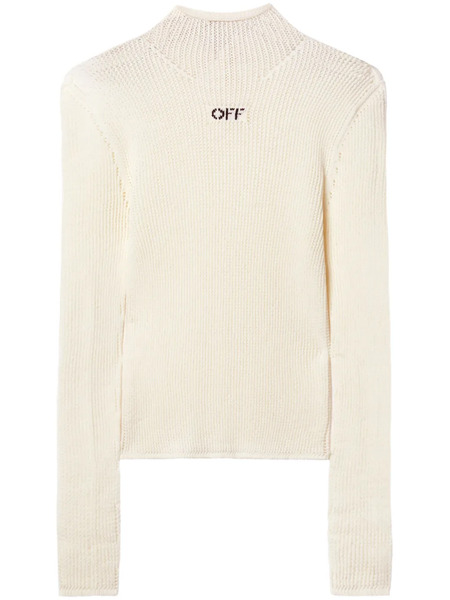  Off-white Intarsia-knit Logo Top - Neutrals 