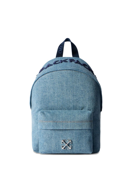  Off-white Jitney Quote Denim Backpack - Blue 