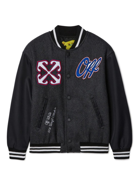  Off-white Kids Ow Patch Varsity Jacket - Black 