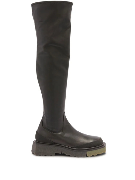  Off-white Knee-length Leather Boots - Black 