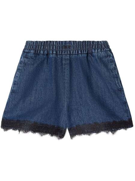  Off-white Lace-detailing Shorts - Blue 