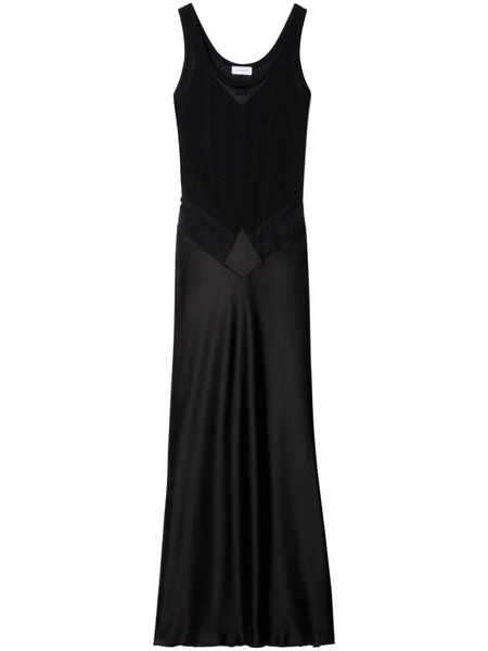  Off-white Lace-panel Satin Maxi Dress - Black 