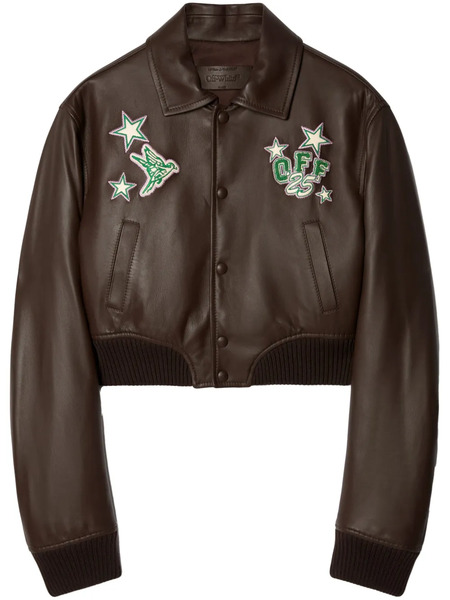  Off-white Leather Bomber Jacket - Black 