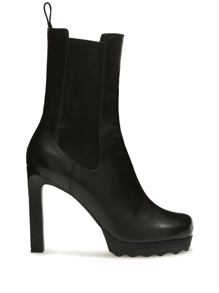  Off-white Leather Heeled Boots - Black 