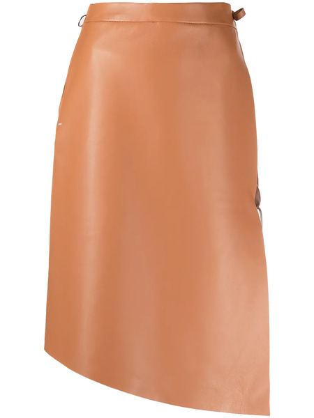  Off-white Leather Midi Skirt - Brown 