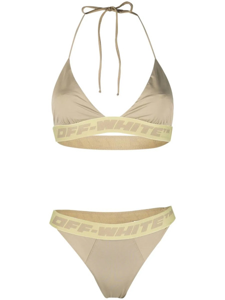  Off-white Logo-band Bikini Set - Green 