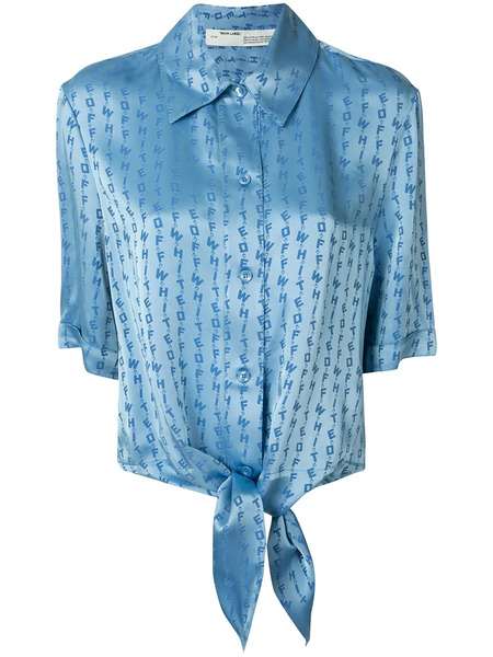  Off-white Logo Baseball Knot Blouse - Blue 