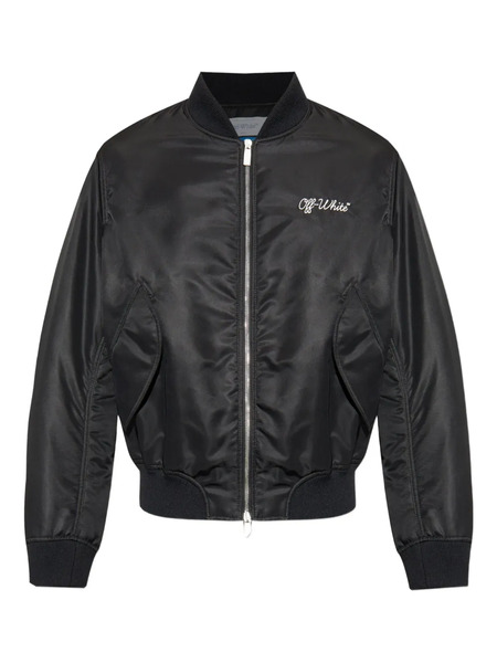  Off-white Logo-embroidered Bomber Jacket - Black 
