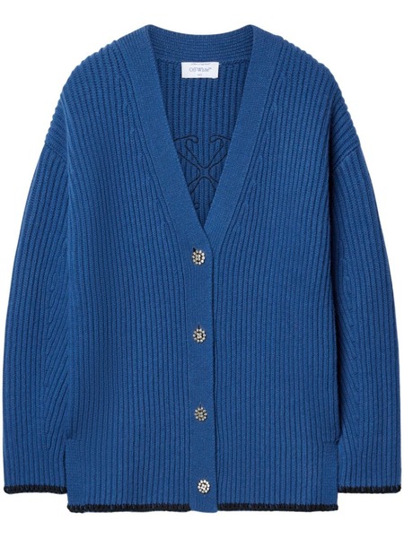  Off-white Logo-embroidered Cardigan - Blue 