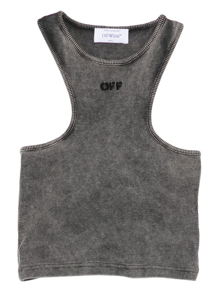 Off-white Logo-embroidered Crop Top - Grey 