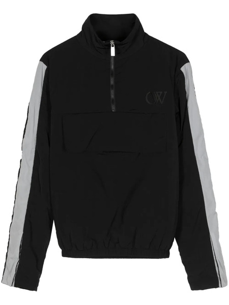  Off-white Logo-embroidered Half-zip Jacket - Black 