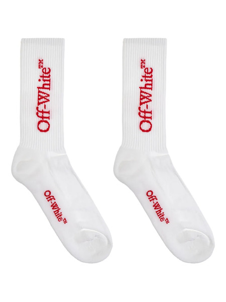  Off-white Logo-embroidered Ribbed Socks 