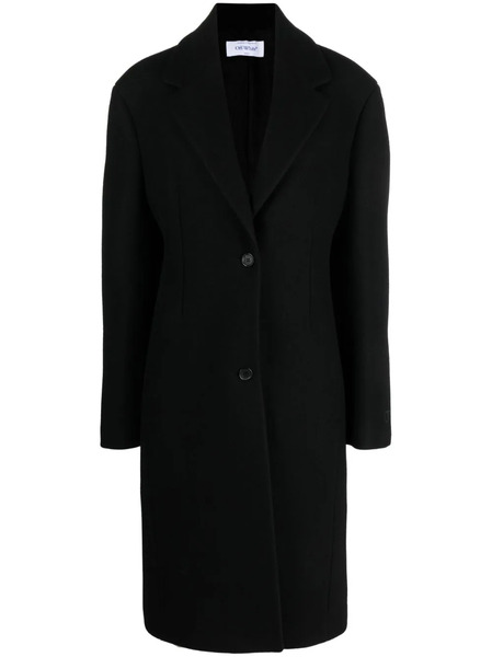  Off-white Logo-embroidered Single-breasted Coat - Black 