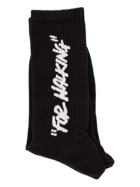 Off-white Logo-embroidered Socks - Black 