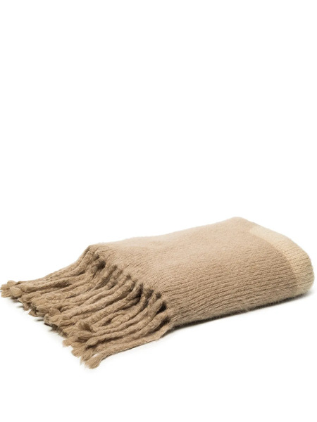  Off-white Logo-intarsia Fringed Blanket - Neutrals 