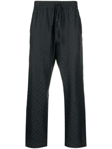  Off-white Logo-jacquard Silk-blend Trousers - Black 