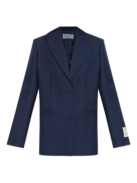  Off-white Logo-patch Single-breasted Blazer - Blue 