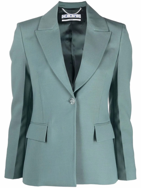  Off-white Logo-patch Single-breasted Blazer - Green 