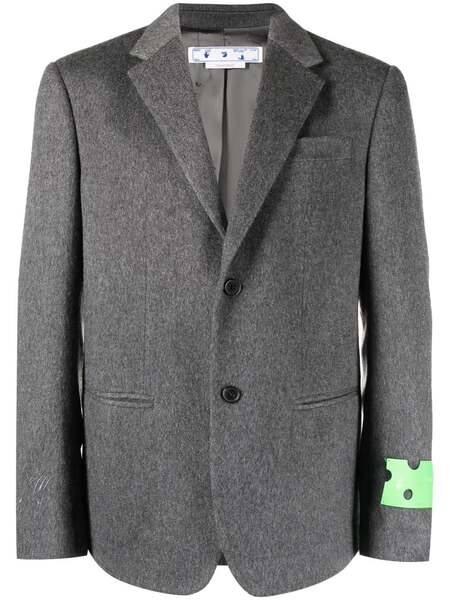  Off-white Logo Patch Single-breasted Blazer - Grey 