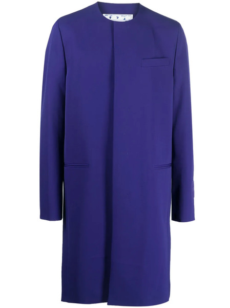  Off-white Logo-patch Single-breasted Coat - Purple 