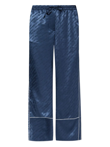  Off-white Logo-pattern Piped Trousers - Blue 