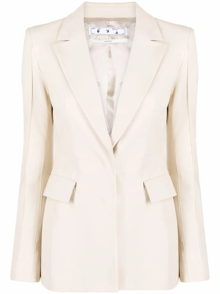 Off-white Logo-print Long-sleeve Blazer - Neutrals 