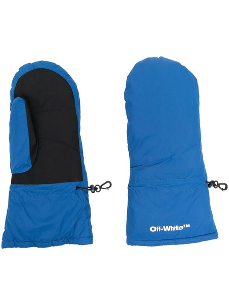  Off-white Logo Print Padded Mittens - Blue 