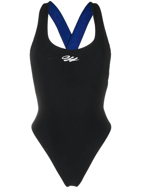  Off-white Logo-strap Swimsuit - Black 