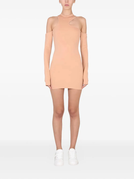  Off-white Long-sleeve Mini Dress - Neutrals 