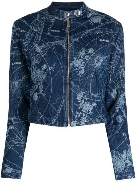  Off-white Map-print Denim Jacket - Blue 