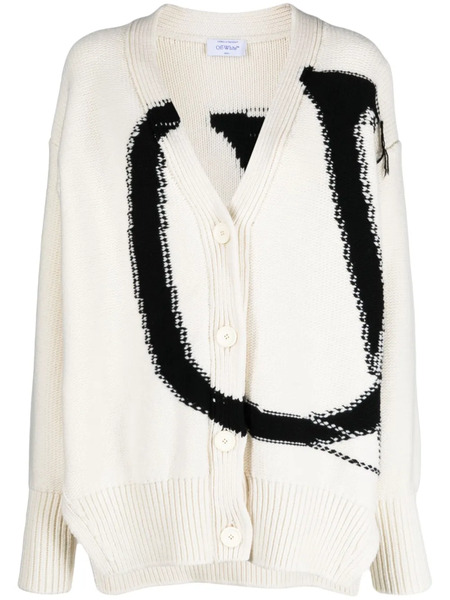 Off-white Maxi Logo-intarsia Wool Cardigan 