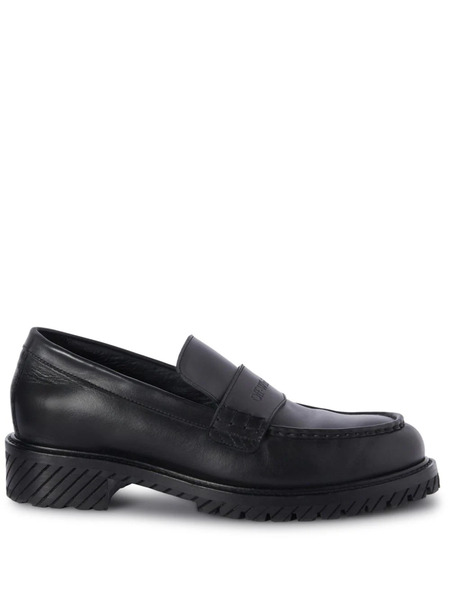  Off-white Military Logo-debossed Leather Loafers - Black 