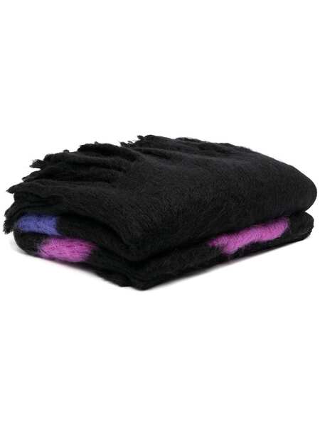 Off-white Mohair Fringed Blanket - Black 
