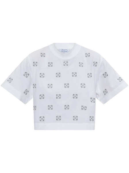  Off-white Monogram-embroidered Cropped T-shirt 